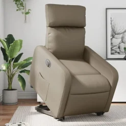 Clearance vidaXL Reclinerfåtölj med uppresningshjälp konstläder Cappuccino