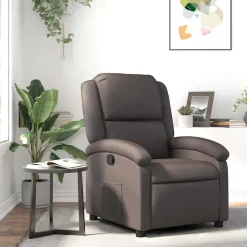 vidaXL Reclinerfåtölj mörkbrun äkta läder