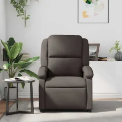 vidaXL Reclinerfåtölj mörkbrun äkta läder