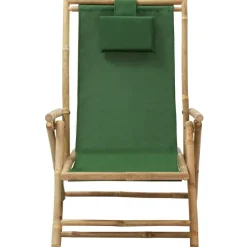 New vidaXL Reclinerstol bambu och tyg Grön