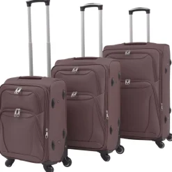 vidaXL Resväskor 3 st kaffebrun soft case