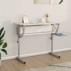 vidaXL Ritbord vit och grå 110x53x(58-87) cm konstruerat trä och stål