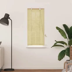 vidaXL Rullgardin med gardiner Natur 60 x 160 cm Bambu