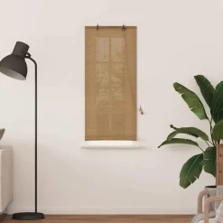 vidaXL Rullgardin med gardiner Brun 60 x 160 cm Bambu