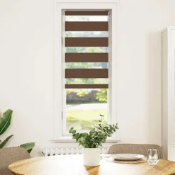vidaXL Rullgardin zebra brun 40x100 cm tyg bredd 35,9 cm polyester
