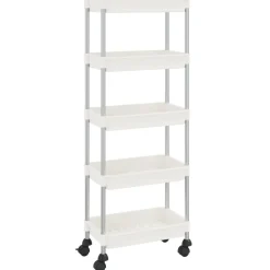 vidaXL Rullvagn 5 våningar vit 42x29x128 cm järn och ABS
