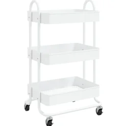 vidaXL Rullvagn 3 våningar vit 43x34x79 cm stål