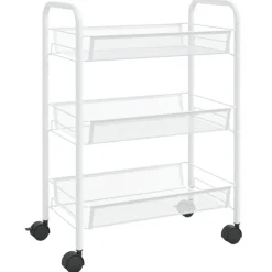 vidaXL Rullvagn 3 våningar vit 46x26x64 cm järn
