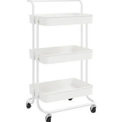 vidaXL Rullvagn 3 våningar vit 42x35x85 cm järn och ABS