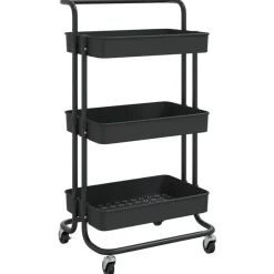 Online vidaXL Rullvagn 3 våningar 42x35x85 cm järn och ABS Svart