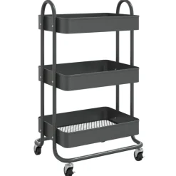 vidaXL Rullvagn 3 våningar antracit 43x34x79 cm stål