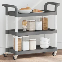Online vidaXL Rullvagn 3 våningar 77x34x72 cm aluminium Grå
