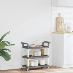Online vidaXL Rullvagn 3 våningar 77x34x72 cm aluminium Grå