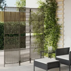 vidaXL Rumsavdelare 3 paneler grå konstrottning