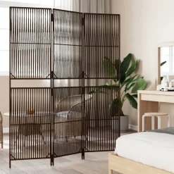 Hot vidaXL Rumsavdelare 3 paneler konstrottning Brun
