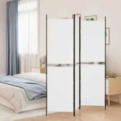 vidaXL Rumsavdelare 3 paneler vit 150x180 cm tyg