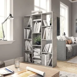 Discount vidaXL Rumsavdelare/bokhylla 100x24x140 cm konstruerat trä Betonggrå