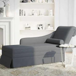 Online vidaXL Schäslong med bolster och höger armstöd sammet Mörkgrå
