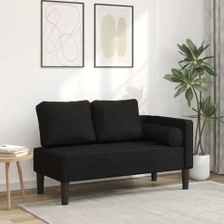 New vidaXL Schäslong med dynor tyg Svart