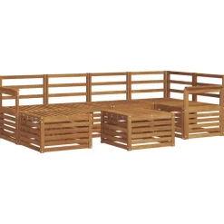 Outlet vidaXL Sektionsoffgrupp 7 pcs Massivt Akaciaträ Naturfärg