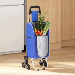 vidaXL Shoppingvagn Blå 39,5 x 33 x 93 cm Oxford tyg
