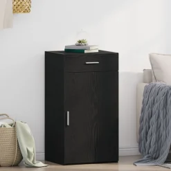 vidaXL Sideboard med låda Svart Ek 50 x 42,5 x 93 cm