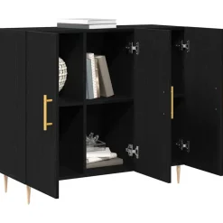vidaXL Sideboard Svart Ek 90 x 34 x 80 cm Konstruerat trä