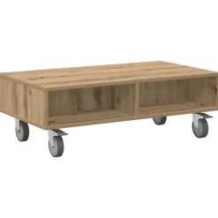 vidaXL Sido bord med hjul Artisan Ek 90 x 50 x 30 cm Konstruerat trä
