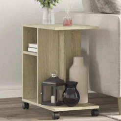 New vidaXL Sidobord med hjul sonoma-ek 50x30x55,5 cm konstruerat trä Sonoma ek