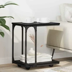 Clearance vidaXL Sidobord med hylla 50 x 35 x 55.5 cm Konstruerat trä Svart ek