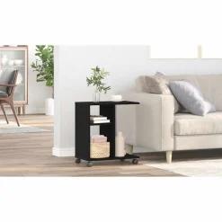 Best vidaXL Sidobord med hylla 50 x 30 x 55 cm Konstruerat trä Svart ek