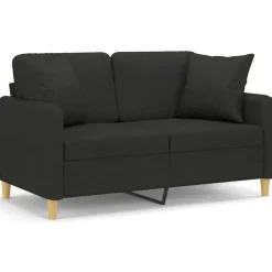 Outlet vidaXL 2-sits soffa med prydnadskuddar 120 cm tyg Svart