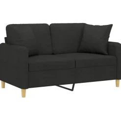 Outlet vidaXL 2-sits soffa med prydnadskuddar 120 cm tyg Svart