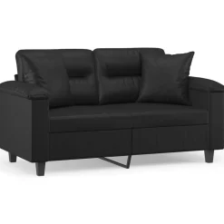 vidaXL 2-sits soffa med prydnadskuddar svart 120 cm konstläder
