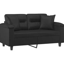 vidaXL 2-sits soffa med prydnadskuddar svart 120 cm konstläder