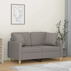 Sale vidaXL 2-sits soffa med prydnadskuddar 120 cm tyg Taupe