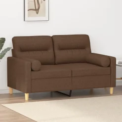 vidaXL 2-sits soffa med prydnadskuddar brun 120 cm tyg