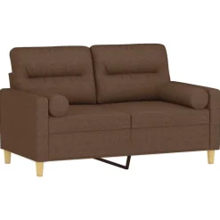 vidaXL 2-sits soffa med prydnadskuddar brun 120 cm tyg