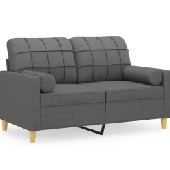 vidaXL 2-sits soffa med prydnadskuddar mörkgrå 120 cm tyg