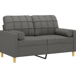vidaXL 2-sits soffa med prydnadskuddar mörkgrå 120 cm tyg