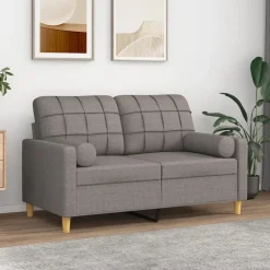 Clearance vidaXL 2-sits soffa med prydnadskuddar 120 cm tyg Taupe