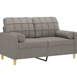 Clearance vidaXL 2-sits soffa med prydnadskuddar 120 cm tyg Taupe