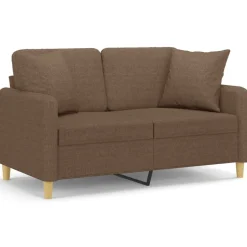 Clearance vidaXL 2-sits soffa med prydnadskuddar 120 cm tyg Brun