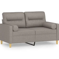 Clearance vidaXL 2-sits soffa med prydnadskuddar 120 cm tyg Taupe