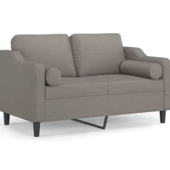 Clearance vidaXL 2-sits soffa med prydnadskuddar 120 cm tyg Taupe
