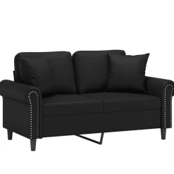 vidaXL 2-sits soffa med prydnadskuddar svart 120 cm konstläder