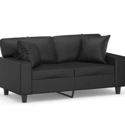 vidaXL 2-sits soffa med prydnadskuddar svart 120 cm konstläder
