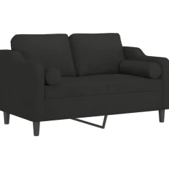 Discount vidaXL 2-sits soffa med prydnadskuddar 120 cm tyg Svart