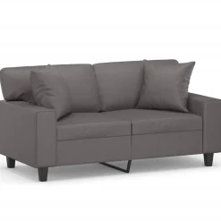 vidaXL 2-sits soffa med prydnadskuddar grå 120 cm konstläder