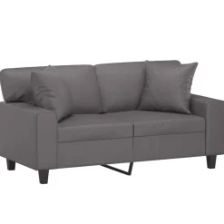 vidaXL 2-sits soffa med prydnadskuddar grå 120 cm konstläder